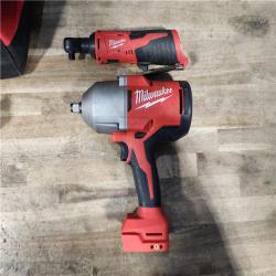 HOUSTON LOCATION - AS-IS Milwaukee 12/18V Lithium-Ion Cordless 3/8 in. Ratchet and 1/2 in. High Torque Impact Wrench with Friction Ring Combo Kit