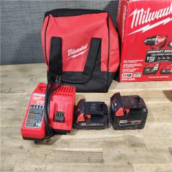 HOUSTON LOCATION - AS-IS M18 18-Volt Lithium-Ion Brushless Cordless Compact Hammer Drill/Impact Combo Kit (2-Tool) with (2) Batteries, Bag
