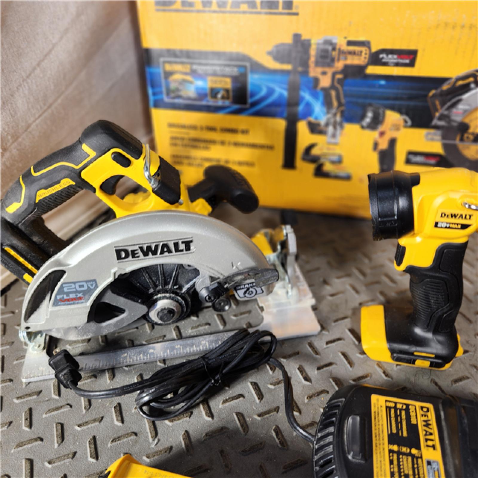 Houston Location - AS-IS DEWALT 20V MAX Lithium-Ion Cordless 3-Tool Combo Kit with 1.7Ah Battery (MISSING 5Ah Battery) - Appears IN GOOD Condition