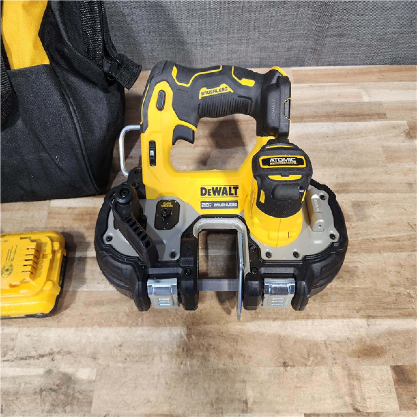 HOUSTON LOCATION - AS - IS ATOMIC 20V MAX Lithium-Ion Cordless Brushless 1-3/4 in. Bandsaw Kit with 4.0Ah Battery  Charger and Bag