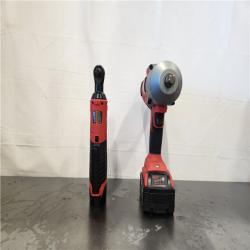 AS-IS- Milwaukee M12/M18 12/18V Lithium-Ion Cordless 3/8 in. Ratchet and 1/2 in.Combo Kit