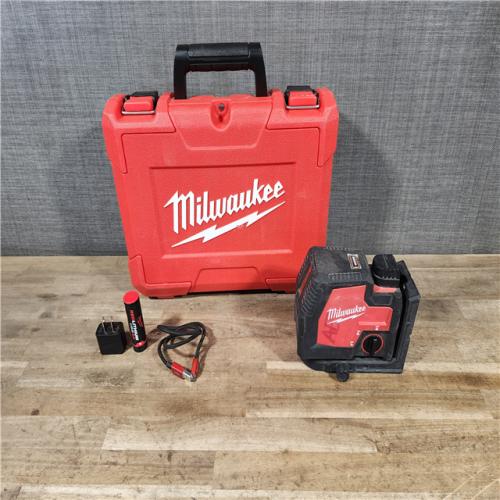 HOUSTON LOCATION - AS-IS Milwaukee 100 ft. REDLITHIUM Lithium-Ion USB Green Rechargeable Cross Line Laser Level Kit