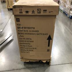 DALLAS LOCATION- Husky 96 in. W x 24 in. D 16-Drawer Heavy-Duty Mobile Workbench with Stainless Steel Top in Matte Black