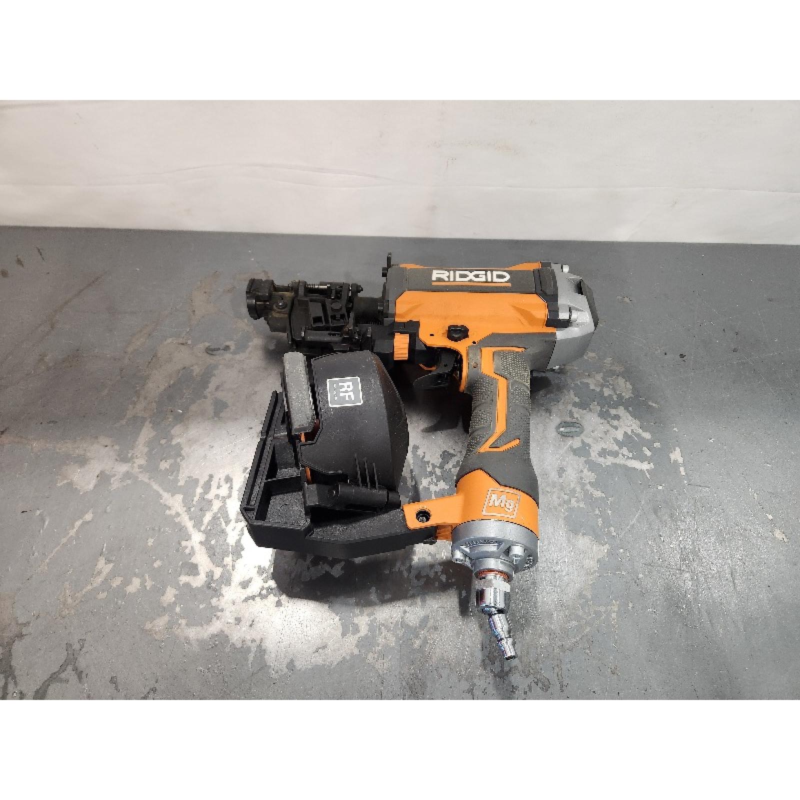 AS-IS- RIDGID Pneumatic 15 Deg. 1-3/4 in. Coil Roofing Nailer