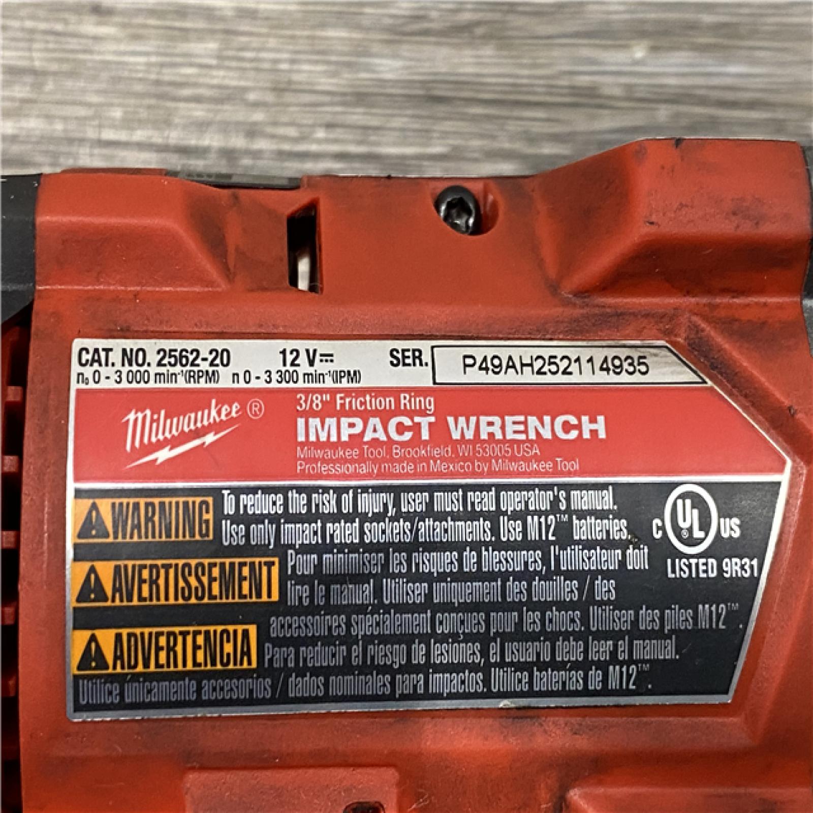 AS-IS Milwaukee FUEL 12V Li-Ion Brushless Cordless Stubby 3/8 in. Impact Wrench Kit W/(1) 5.0 Ah High Output Battery