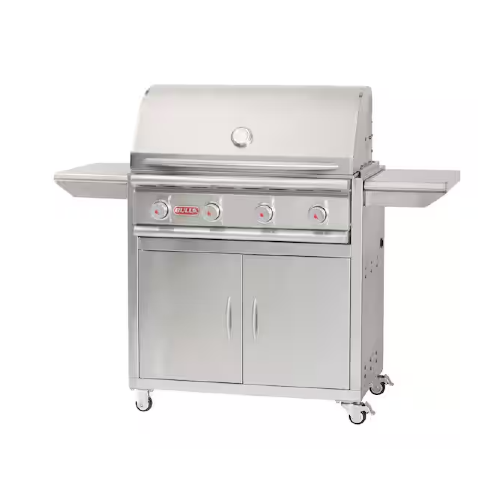 DALLAS LOCATION- NEW! BULL Stallion 4-Burner Cart Propane Grill in Stainless Steel