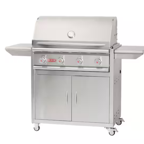 DALLAS LOCATION- NEW! BULL Stallion 4-Burner Cart Propane Grill in Stainless Steel