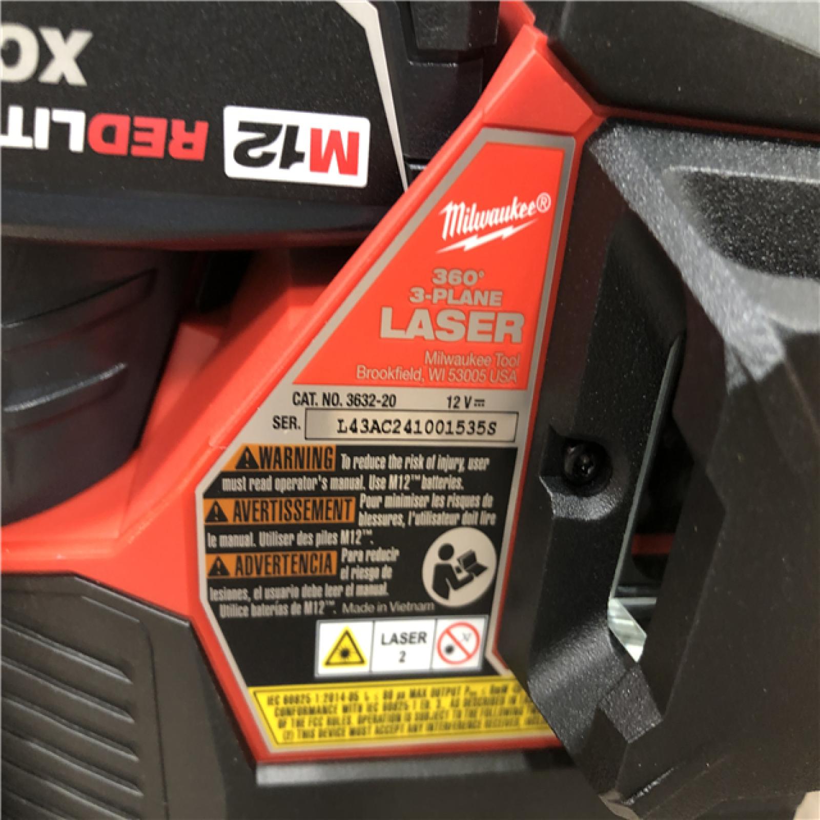 AS-IS Milwaukee 12-Volt Lithium-Ion Cordless Green 250 ft. 3-Plane Laser Level Kit