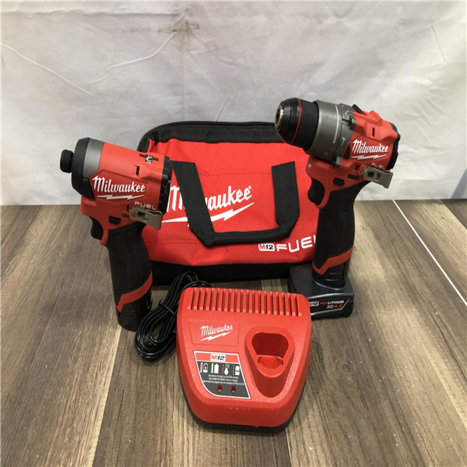 AS-IS Milwaukee FUEL 12-Volt Lithium-Ion Brushless Cordless Hammer Drill and Impact Driver Combo Kit
