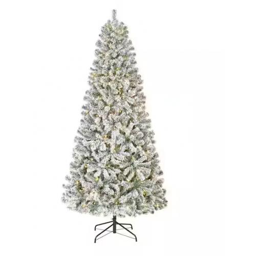 NEW! - Home Accents Holiday 7.5 ft. Festive Mixed Pine Flocked LED Pre-Lit Artificial Christmas Tree T12