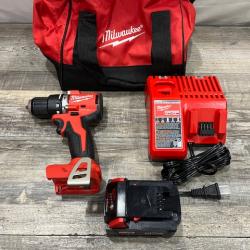 AS-IS Milwaukee 18V Lithium-Ion Brushless Cordless 1/2 in. Compact Hammer Drill/Driver Kit