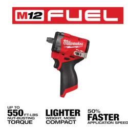 NEW! - Milwaukee M12 FUEL 12V Lithium-Ion Brushless Cordless Stubby 1/2 in. Impact Wrench with Pin Detent (Tool-Only)