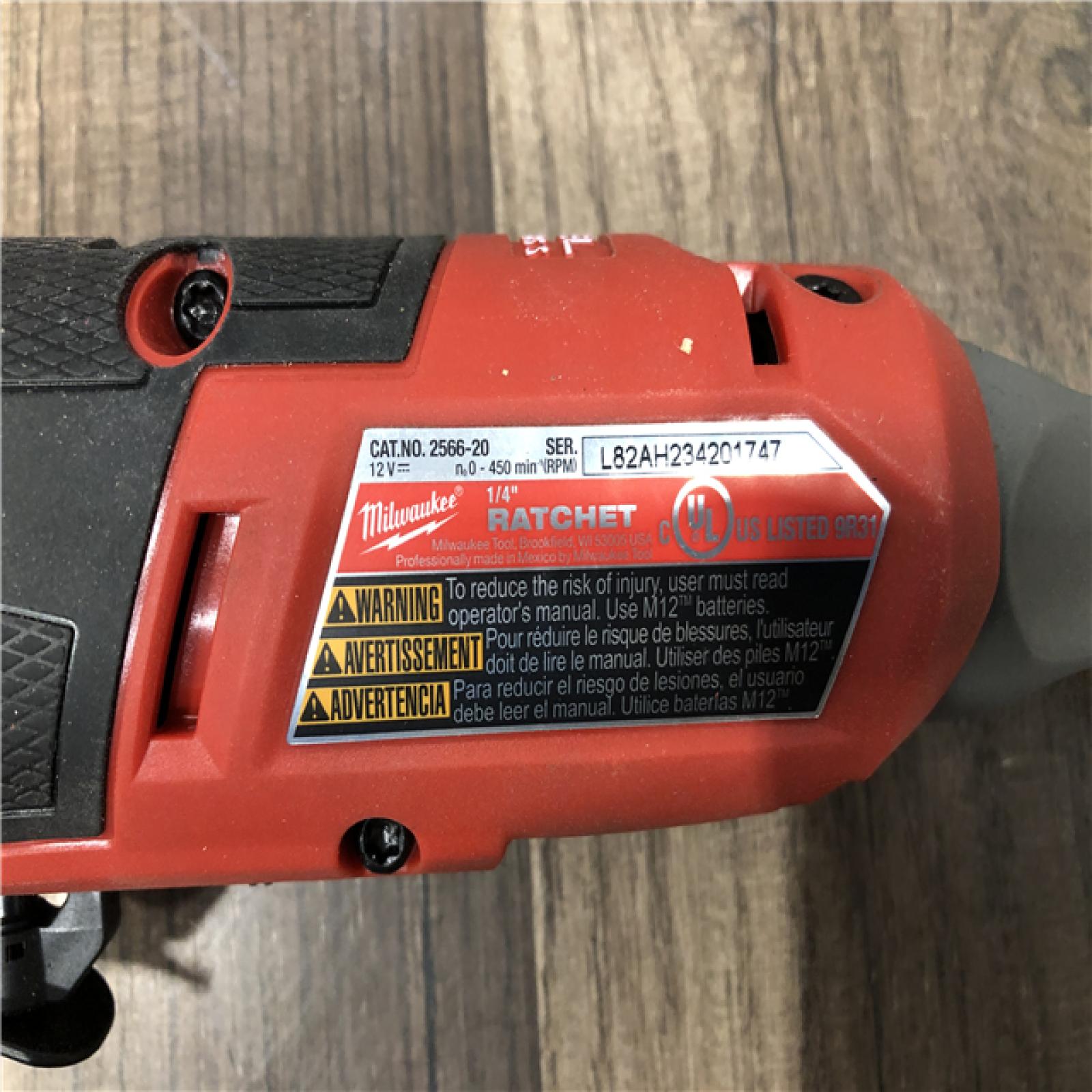 AS-IS Milwaukee FUEL 12V Lithium-Ion Brushless Cordless High Speed 1/4 in. Ratchet (Tool-Only)