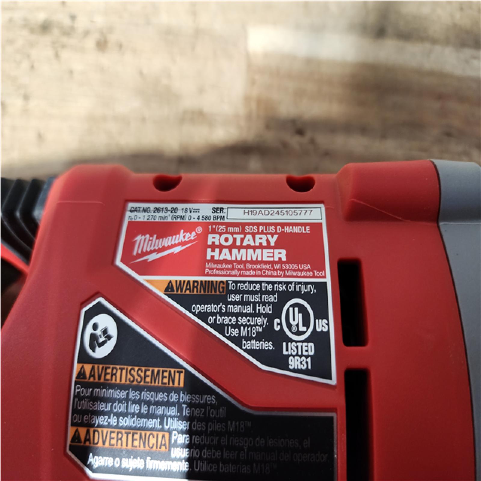 Houston Location AS-IS Milwaukee 18V Lithium-Ion Brushless Cordless 1 in. SDS-Plus D-Handle Rotary Hammer (Tool-Only)