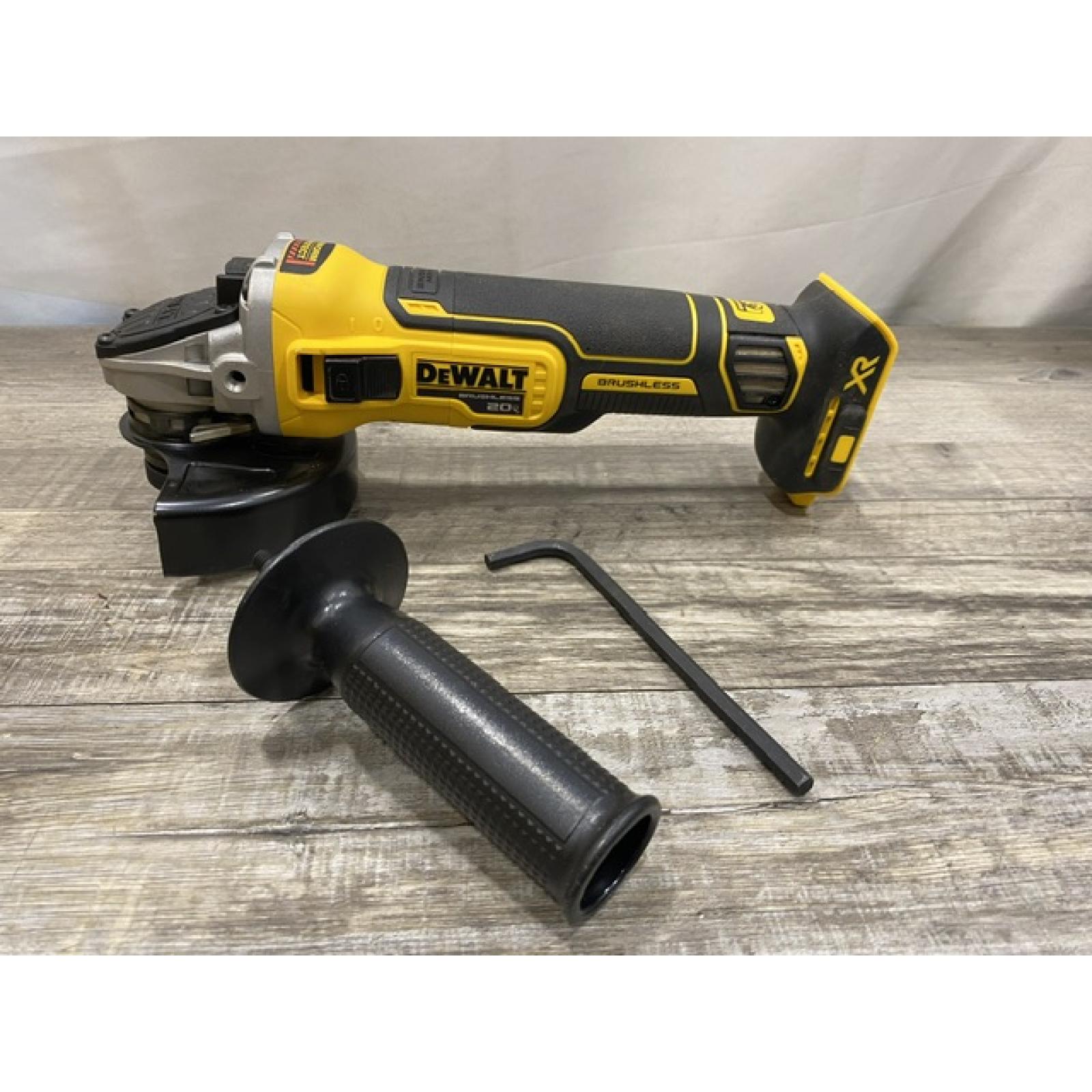 AS-IS DEWALT 20V MAX XR Cordless Brushless 4.5 in. Slide Switch Small Angle Grinder with Kickback Brake (Tool Only)