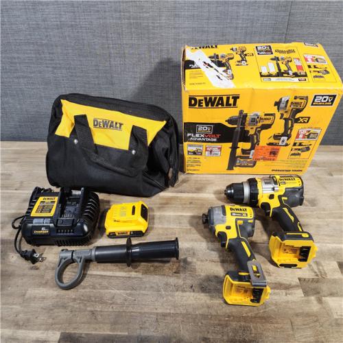 HOUSTON LOCATION - AS-IS DEWALT 20V MAX Cordless Brushless Hammer Drill/Driver 2 Tool Combo Kit with FLEXVOLT ADVANTAGE