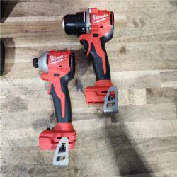 HOUSTON LOCATION - AS-IS Milwaukee M18 18V Lithium-Ion Brushless Cordless Compact Drill/Impact Combo Kit (2-Tool) W/(2) 2.0 Ah Batteries  Charger & Bag