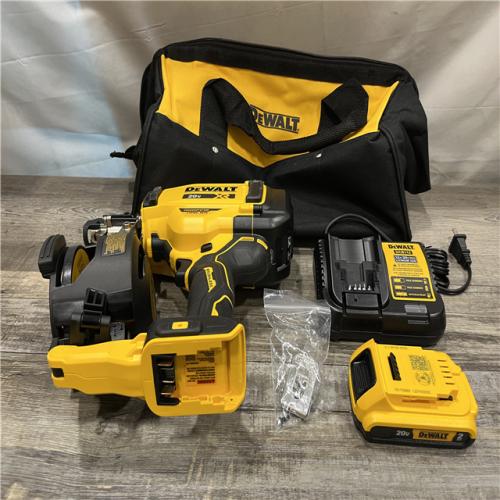 AS-IS DEWALT 20V MAX Lithium-Ion 15-Degree Electric Cordless Roofing Nailer Kit