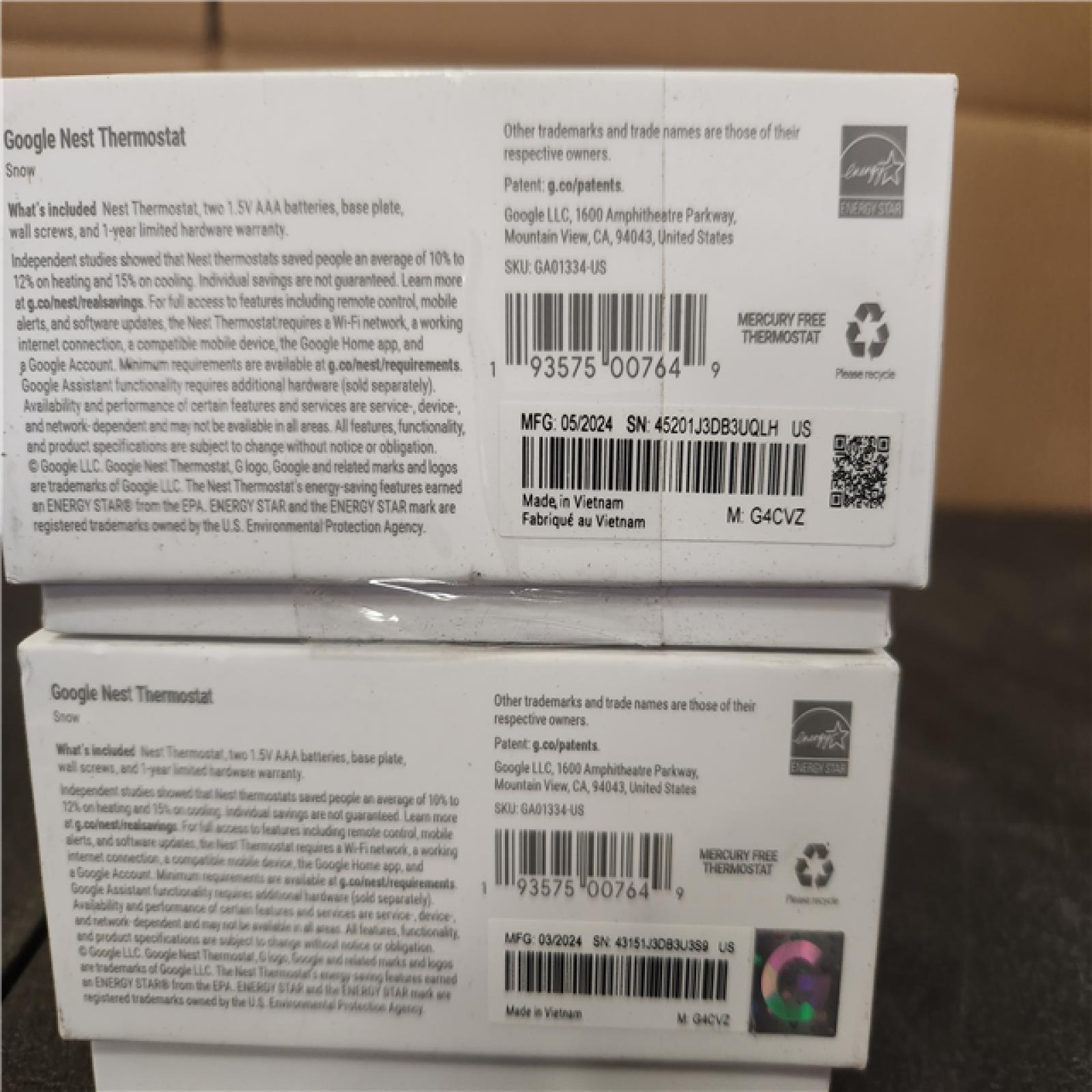 Phoenix AS-IS Google Nest Thermostat - Smart Programmable Wi-Fi Thermostat - (2-Pack)