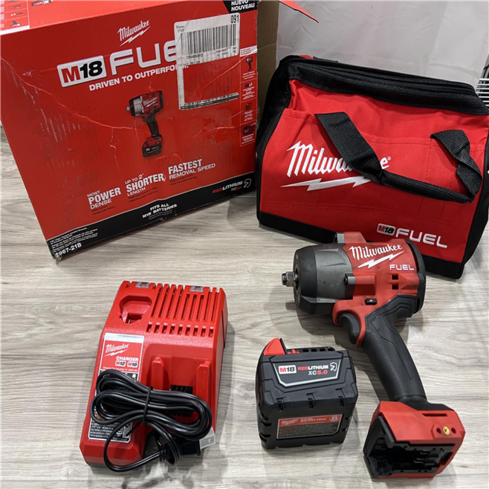 AS-IS Milwaukee FUEL 18V Lithium-Ion Brushless Cordless 1/2 in. Impact Wrench w/Friction Ring Kit