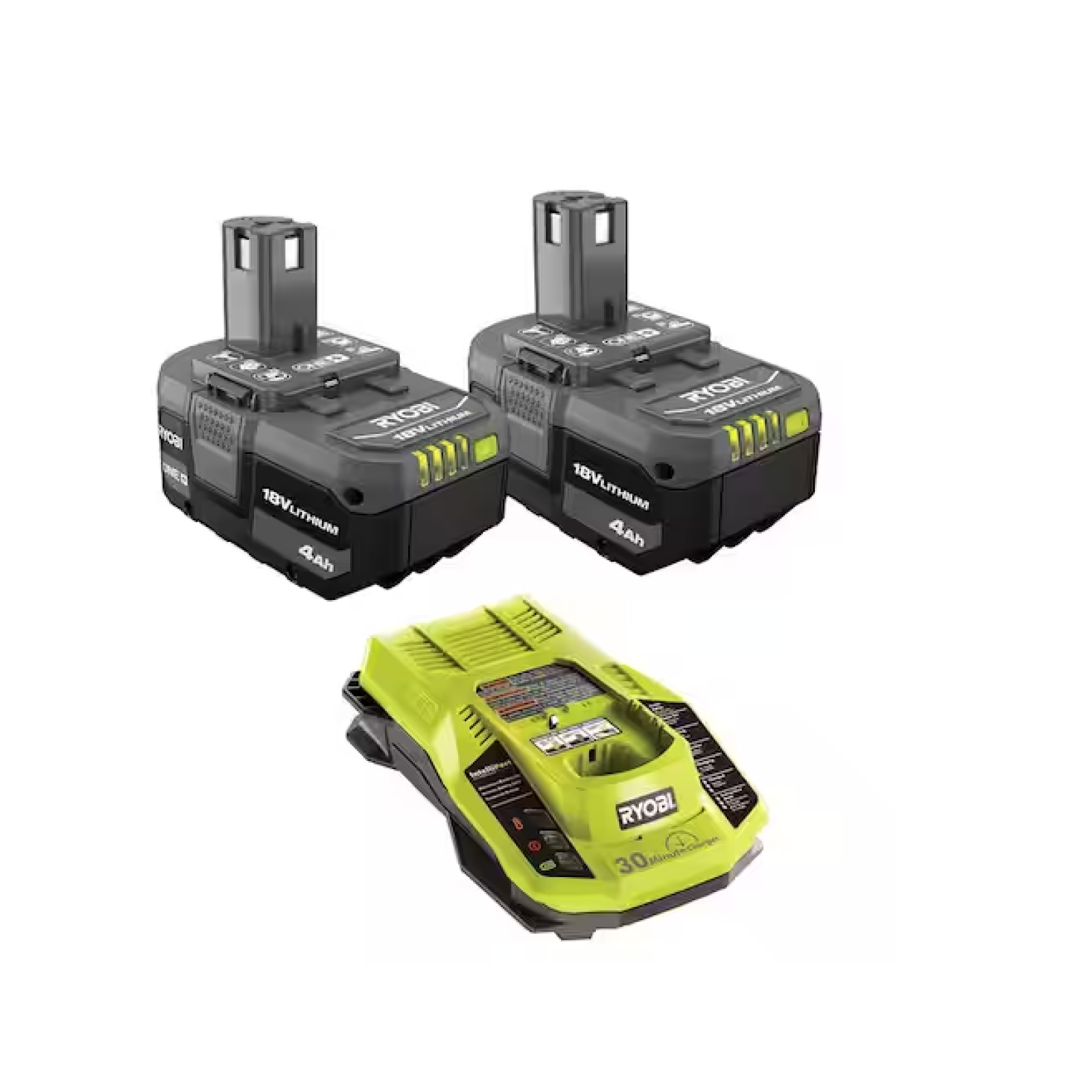 NEW! RYOBI 18V 4.0Ah (2)Battery and 3A Charger Starter Kit