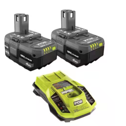 NEW! RYOBI 18V 4.0Ah (2)Battery and 3A Charger Starter Kit