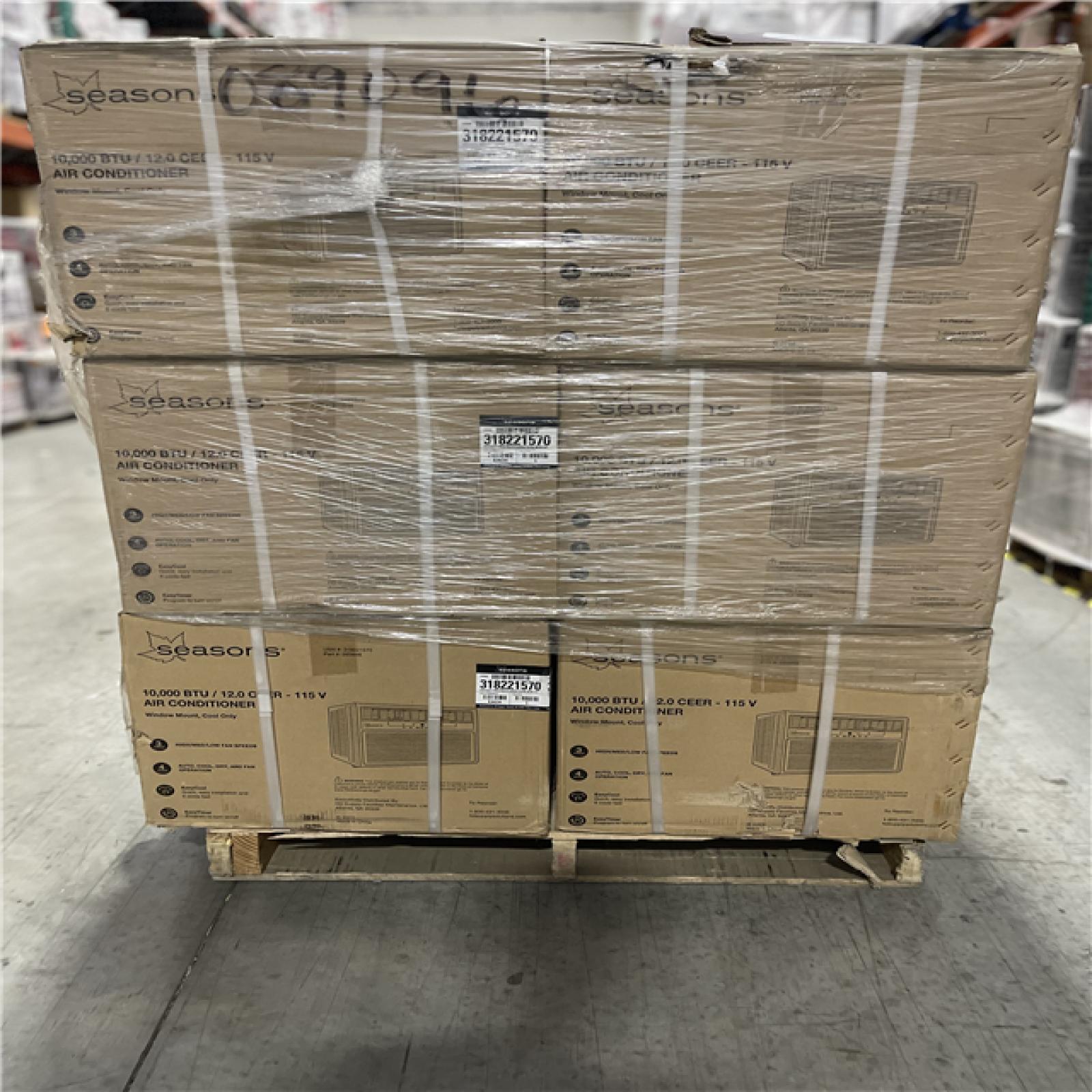 DALLAS LOCATION - SEASONS 10 000 BTU AIR CONDITIONER PALLET-(12 UNITS)