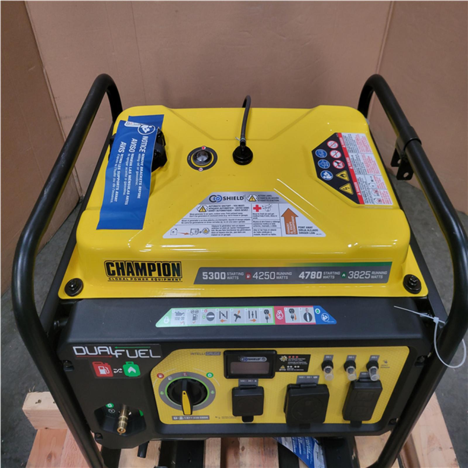 CALIFORNIA AS-IS CHAMPION 5 300 STARTING WATT 4 250 RUNNING WATT DUAL FUEL GENERATOR
