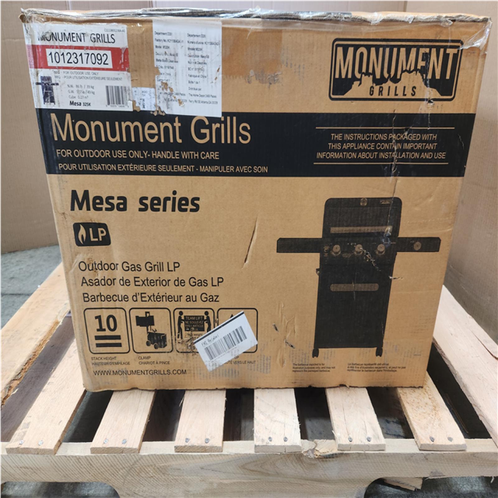 Phoenix NEW Monument Grills Mesa 3-Burner Propane Gas Grill in Black with Clear View Lid  LED Controls  Smoke Box  and Side Burner (SEALED)