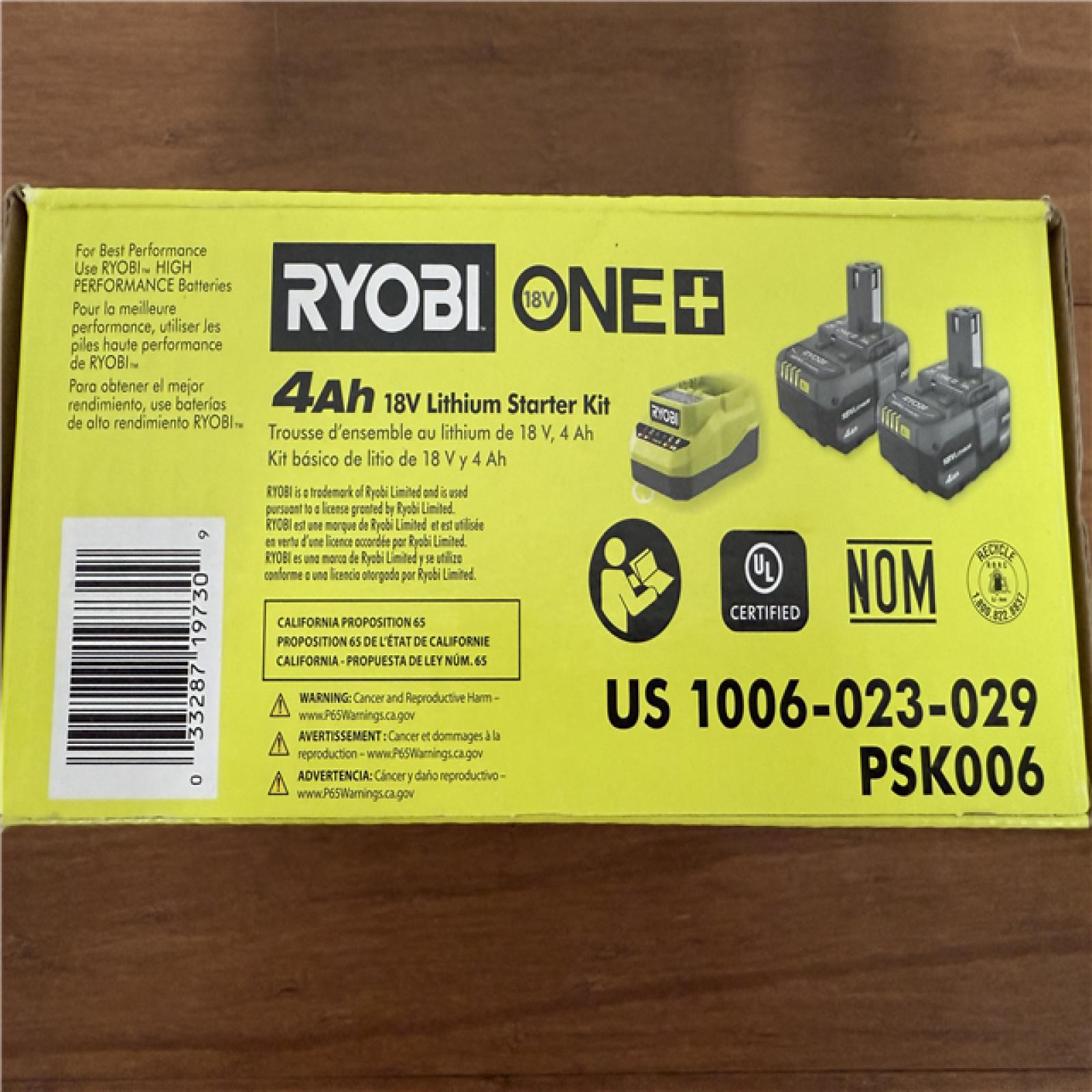 California NEW/Sealed Box Ryobi 18V 4Ah Lithium Starter Kit (2 Batteries & Charger)