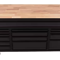 DALLAS LOCATION- AS-IS HUSKY Heavy Duty 61 in. W x 22 in. D 15-Drawer MOBILE WORKBENCH MATTE BLACK/WOODTOP