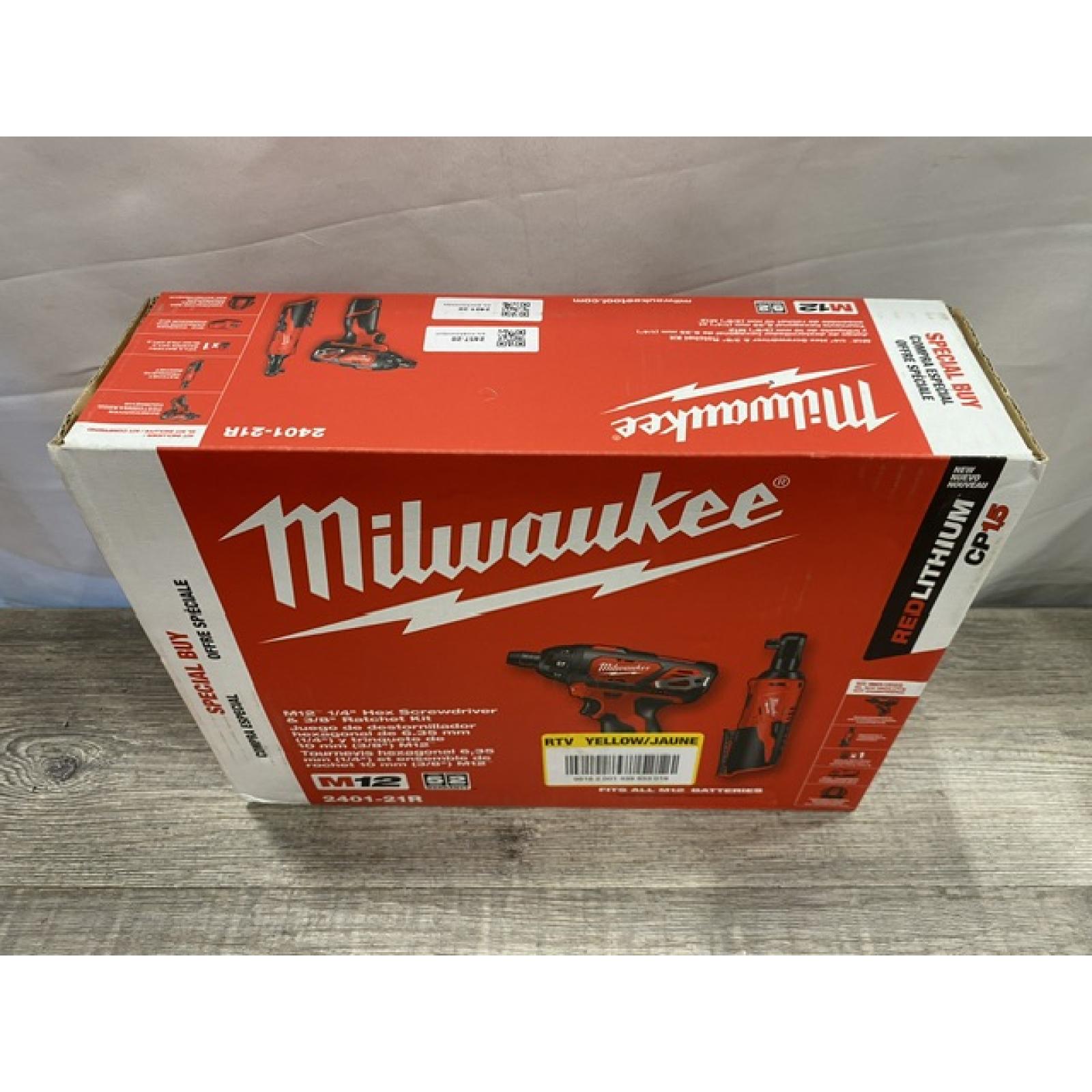 NEW - Milwaukee 12V Lithium-Ion Cordless 3/8 in. Ratchet and Screwdriver (2-Tool) Combo Kit