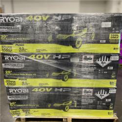DALLAS LOCATION - NEW! RYOBI 40V HP Brushless 20 in. Cordless Battery Walk Behind Push Lawn Mower (Tool Only) - 6 UNITS