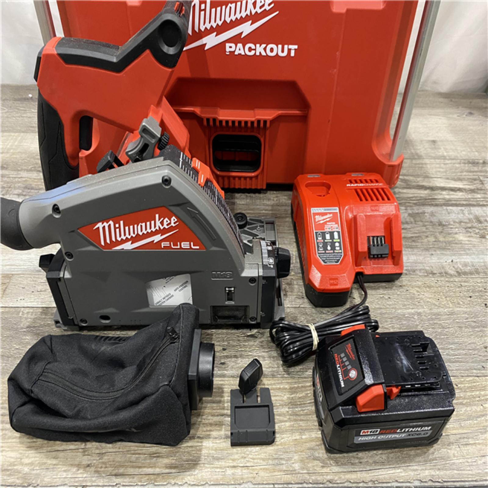AS-IS Milwaukee FUEL 18V Lithium-Ion Brushless Cordless 6-1/2 in. Plunge Track Saw PACKOUT Kit