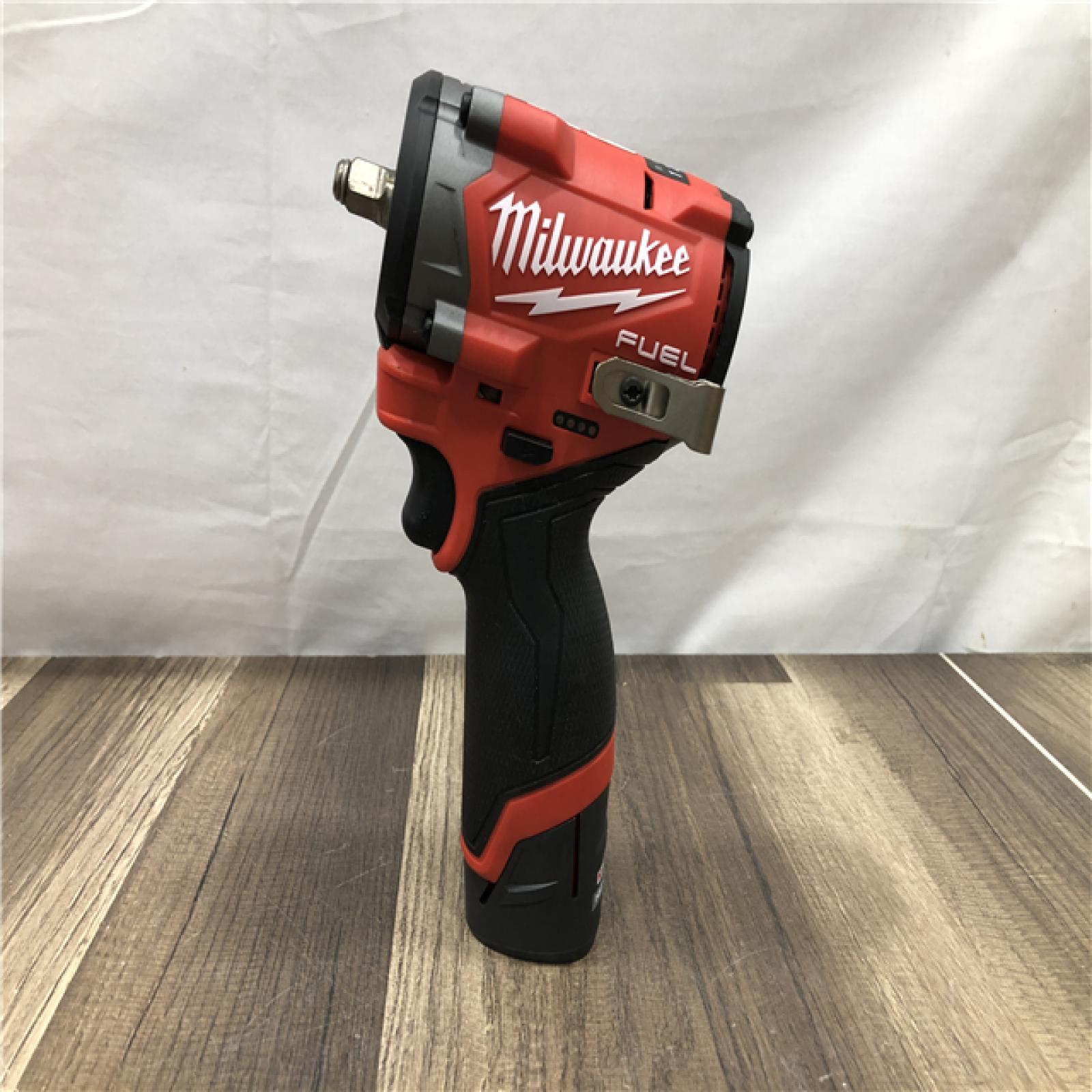 AS-IS Milwaukee M12 FUEL 12V Li-Ion Brushless Cordless Stubby 3/8 in. Impact Wrench Kit