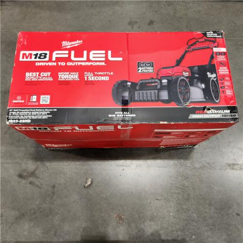 NEW! Milwaukee M18 FUEL Brushless Cordless 21 in. Walk Behind Dual Battery Self-Propelled Mower W/(2) 12.0Ah Battery and Rapid Charger