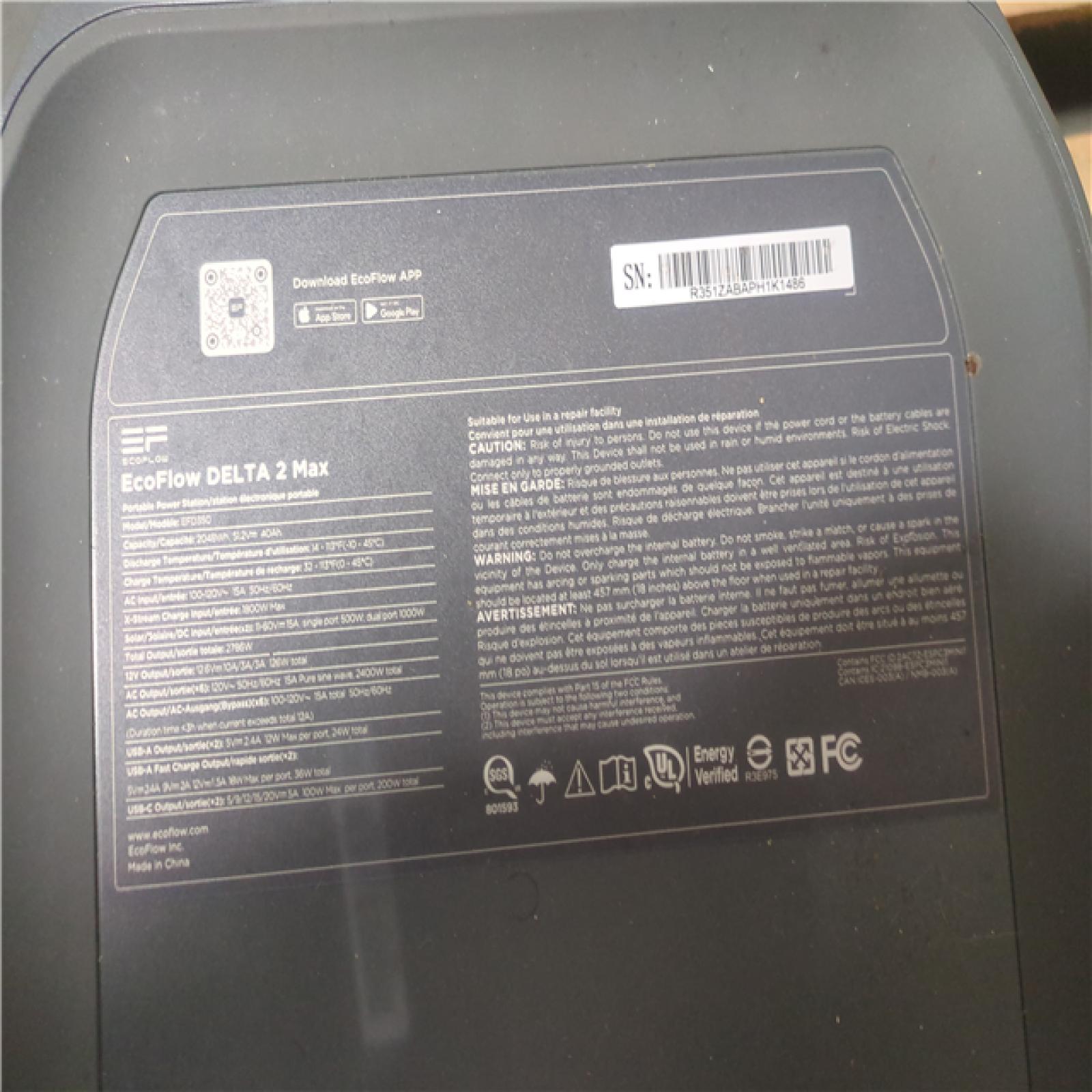 CALIFORNIA AS-IS ECOFLOW BATTERY GENERATOR