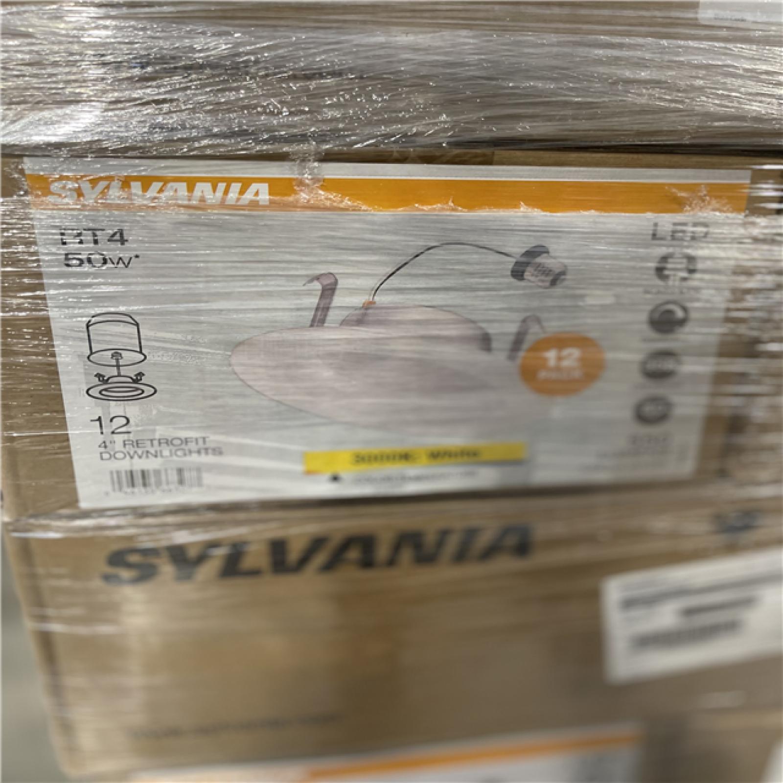 DALLAS LOCATION- Integrated LED 4 in. Retro Fit 3000K 550 Lumen Dimmable Recessed Light White  Wet Rated (12-Pack) PALLET-(70 CASES)