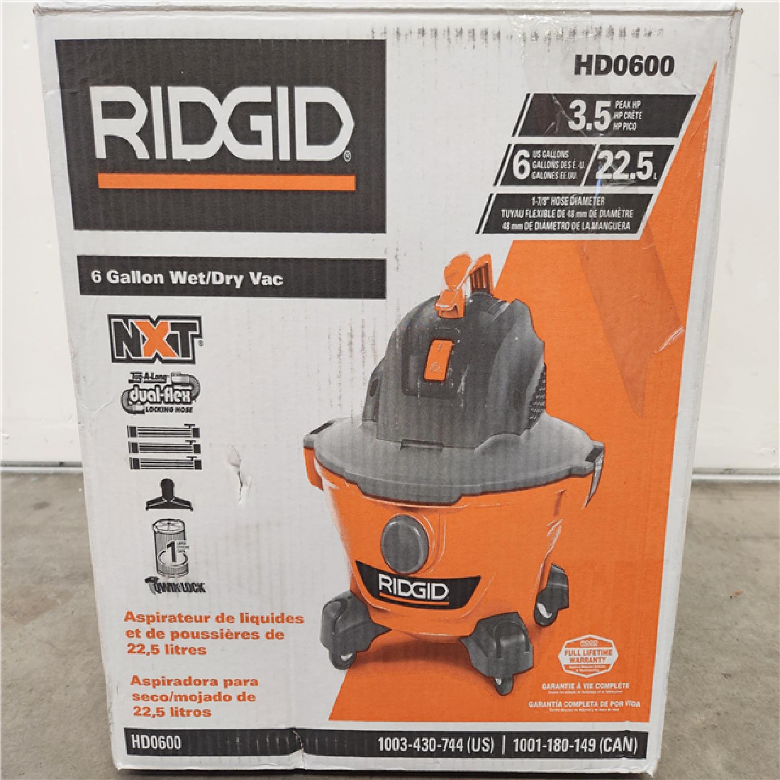 Phoenix Location RIDGID 6 Gallon 3.5 Peak HP NXT Wet/Dry Shop Vacuum with Filter, Hose, Wands, Utility Nozzle, Crevice Tool