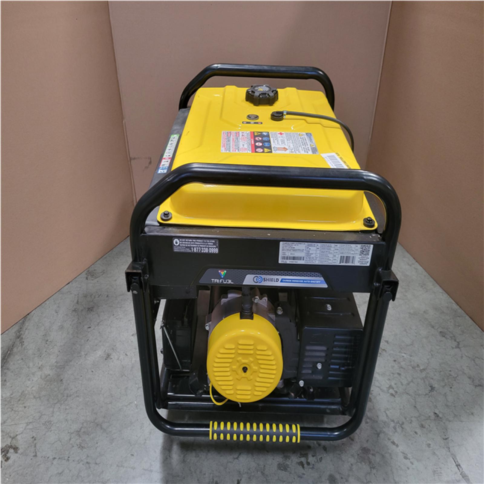 CALIFORNIA AS-IS CHAMPION 11 500/9 200-WATT ELETRIC START TRI-FUEL PORTABLE GENERATOR