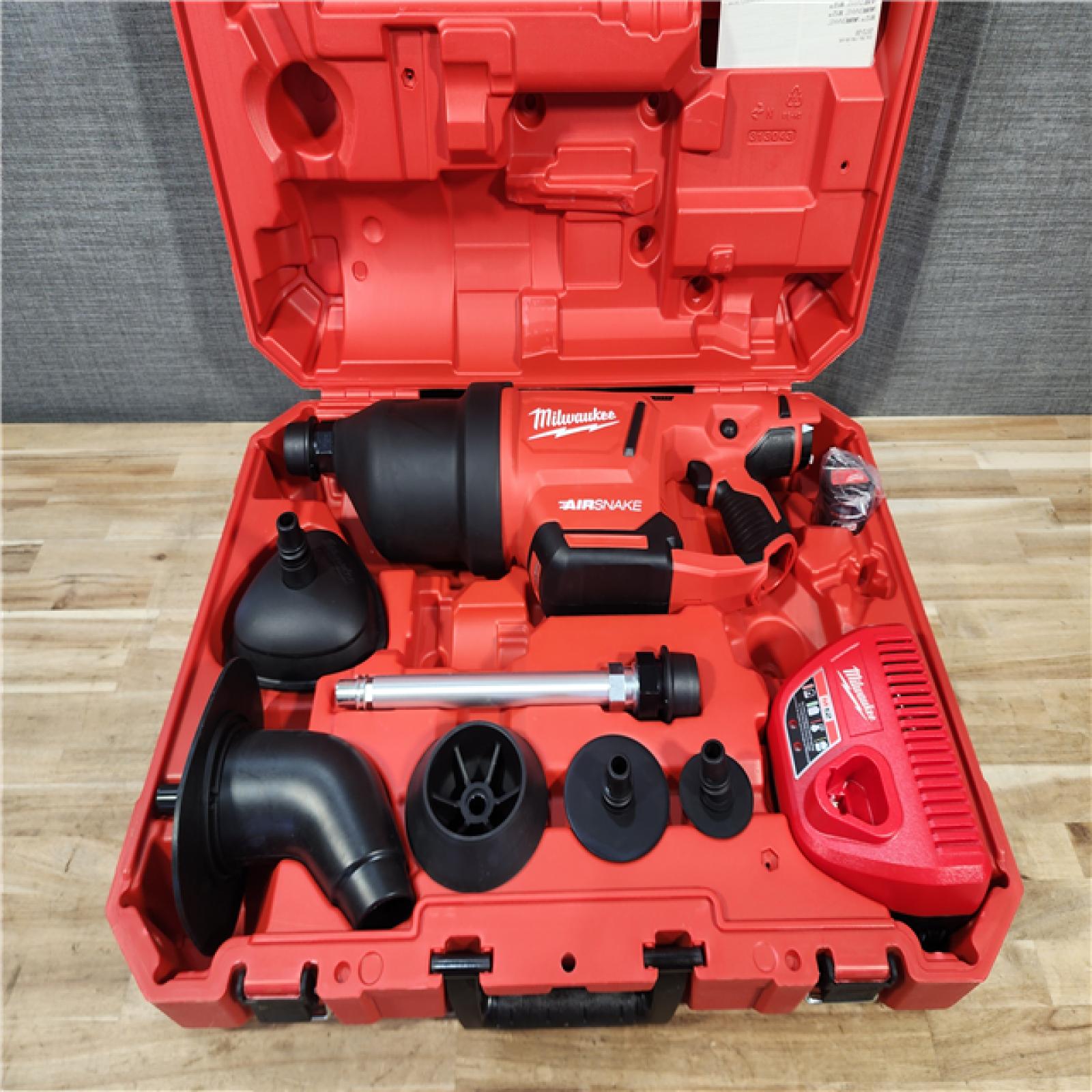 HOUSTON LOCATION - AS-IS M12 12-Volt Lithium-Ion Cordless Drain Cleaning Airsnake Air Gun Kit with (1) 2.0Ah Battery  Toilet Attachments