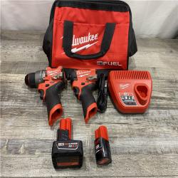 AS-IS Milwaukee FUEL 12-Volt Lithium-Ion Brushless Cordless Hammer Drill and Impact Driver Combo Kit