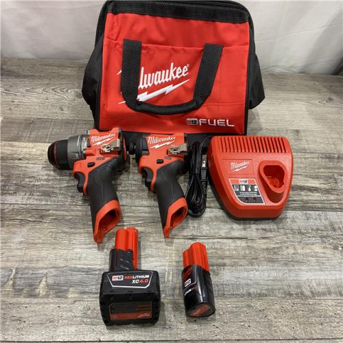 AS-IS Milwaukee FUEL 12-Volt Lithium-Ion Brushless Cordless Hammer Drill and Impact Driver Combo Kit