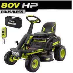 DALLAS LOCATION -  RYOBI R1 80V HP Brushless Lithium Battery Cordless Electric 30 in. Riding Lawn Mower with 14 Ah Battery and Charger