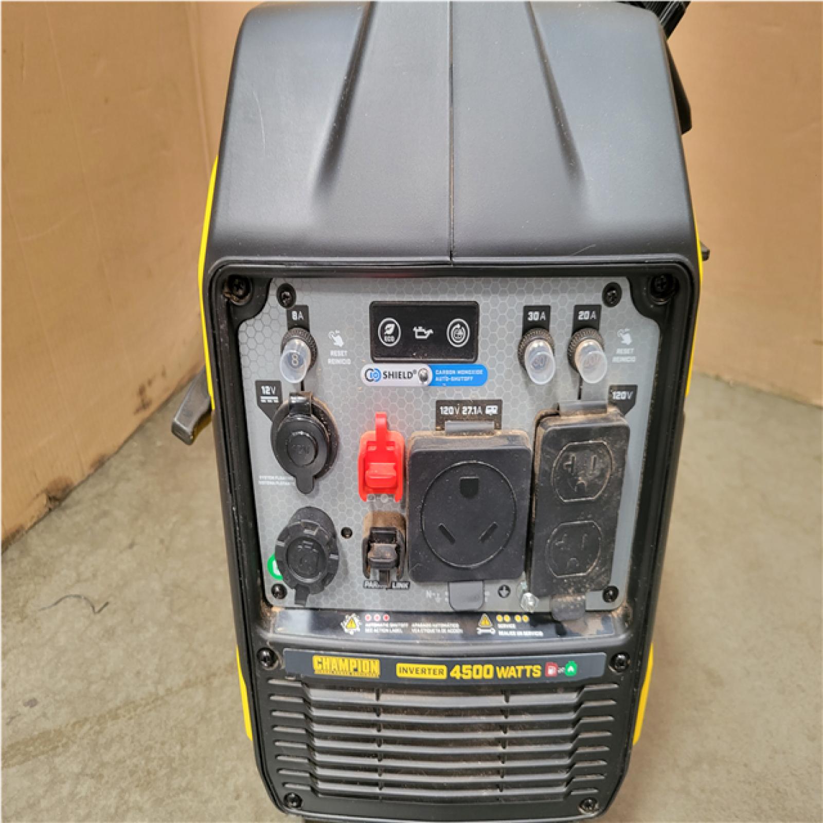 CALIFORNIA AS-IS CHAMPION 4500/3500-Watt Electric Start Gasoline/Propane Powered Dual Fuel Inverter Generator with Quiet Technology and CO Shield