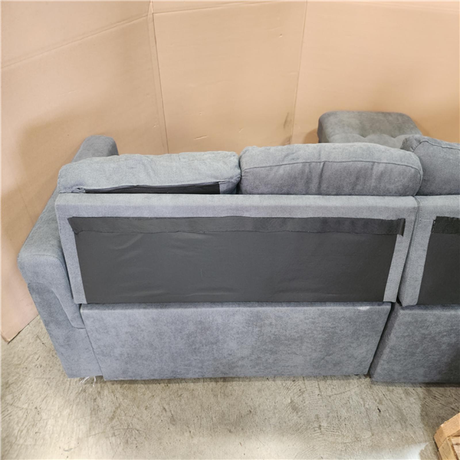 Phoenix NEW Straight Arm 2-Piece Chenille Modular Sectional Sofa L-Shaped Sofa in Grey