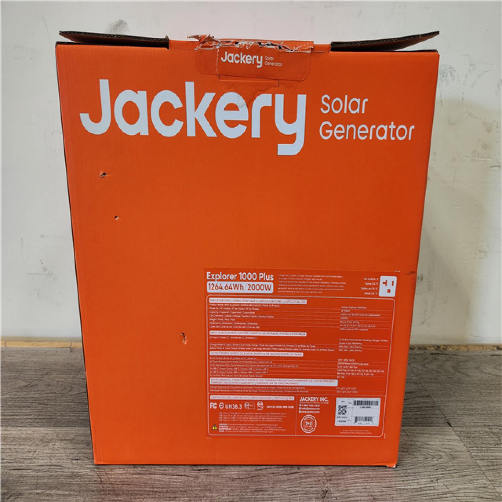 Phoenix Location AS-IS Jackery Solar Generator Explorer 1000 Plus 1264.64Wh/2000W Model No. JE-1000C