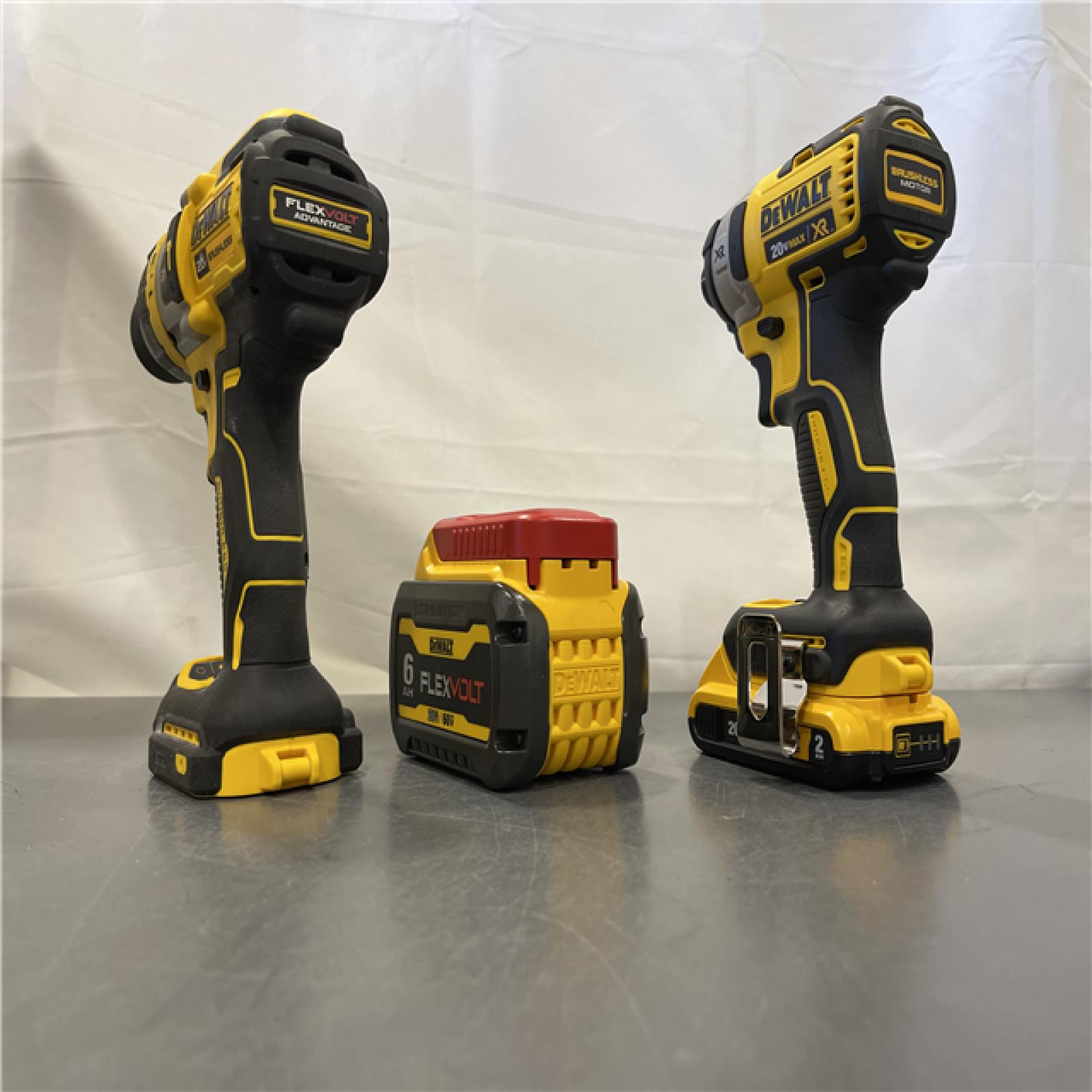 AS-IS - DEWALT 20V MAX Cordless Brushless Hammer Drill/Driver 2 Tool Combo Kit with FLEXVOLT ADVANTAGE