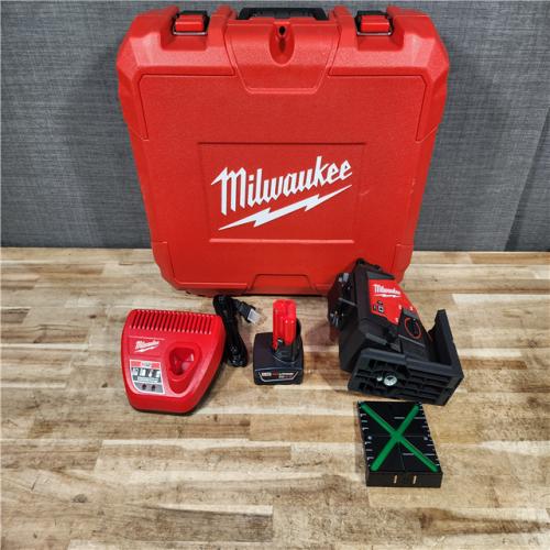 HOUSTON LOCATION - AS - IS Milwaukee 12-Volt Lithium-Ion Cordless Green 250 ft. 3-Plane Laser Level Kit