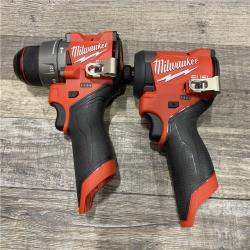 AS-IS Milwaukee FUEL 12-Volt Lithium-Ion Brushless Cordless Hammer Drill and Impact Driver Combo Kit